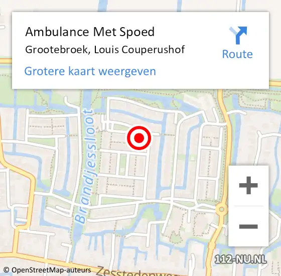 Locatie op kaart van de 112 melding: Ambulance Met Spoed Naar Grootebroek, Louis Couperushof op 14 juli 2018 12:23