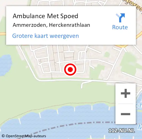 Locatie op kaart van de 112 melding: Ambulance Met Spoed Naar Ammerzoden, Herckenrathlaan op 14 juli 2018 12:27