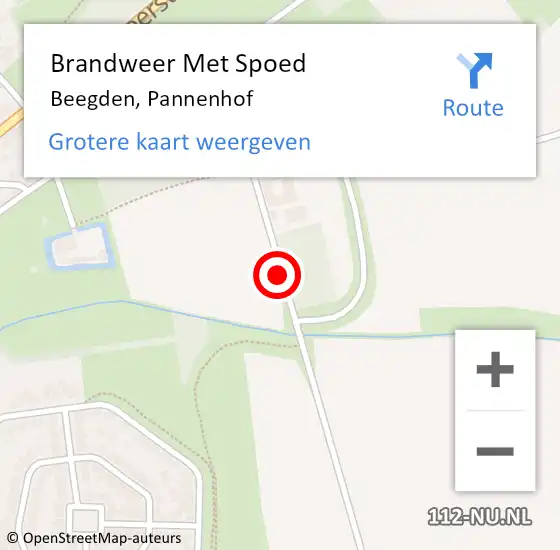 Locatie op kaart van de 112 melding: Brandweer Met Spoed Naar Beegden, Pannenhof op 14 juli 2018 13:04