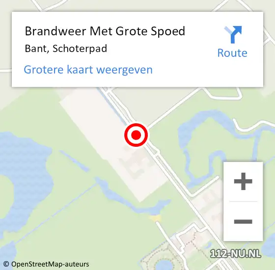 Locatie op kaart van de 112 melding: Brandweer Met Grote Spoed Naar Bant, Schoterpad op 14 juli 2018 13:31