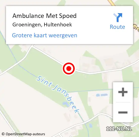 Locatie op kaart van de 112 melding: Ambulance Met Spoed Naar Groeningen, Hultenhoek op 14 juli 2018 13:35