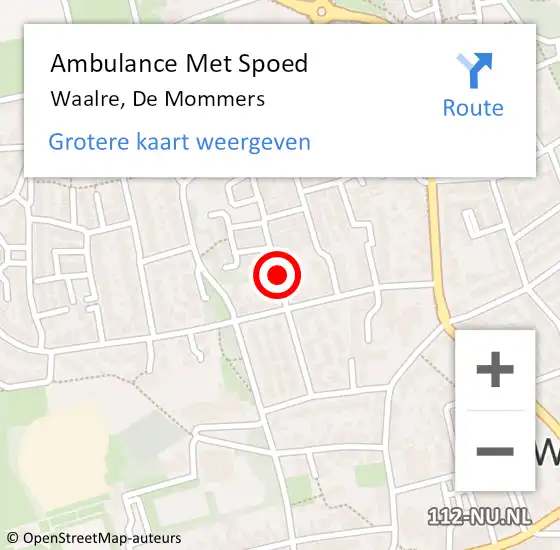 Locatie op kaart van de 112 melding: Ambulance Met Spoed Naar Waalre, De Mommers op 14 juli 2018 14:38