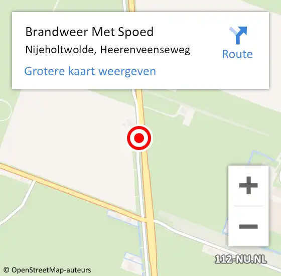 Locatie op kaart van de 112 melding: Brandweer Met Spoed Naar Nijeholtwolde, Heerenveenseweg op 14 juli 2018 14:48