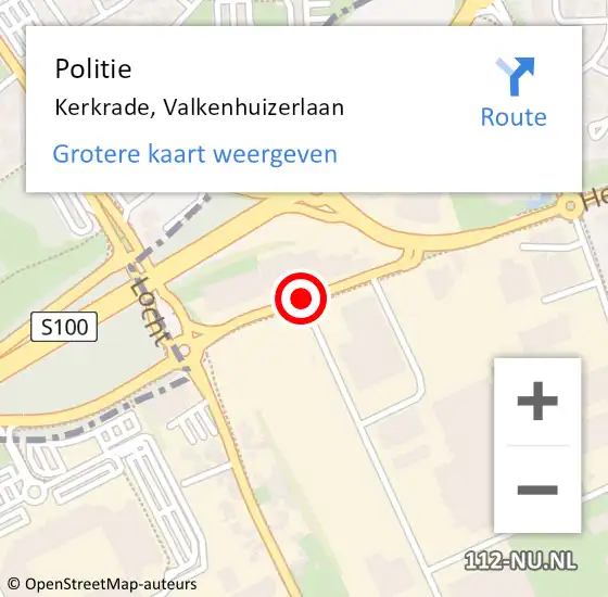 Locatie op kaart van de 112 melding: Politie Kerkrade, Valkenhuizerlaan op 14 juli 2018 15:20