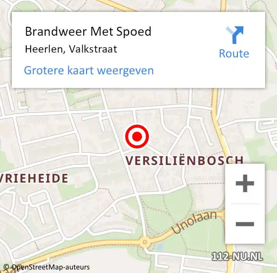 Locatie op kaart van de 112 melding: Brandweer Met Spoed Naar Heerlen, Valkstraat op 14 juli 2018 15:25