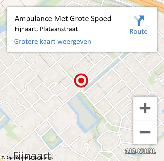 Locatie op kaart van de 112 melding: Ambulance Met Grote Spoed Naar Fijnaart, Plataanstraat op 2 maart 2014 23:10