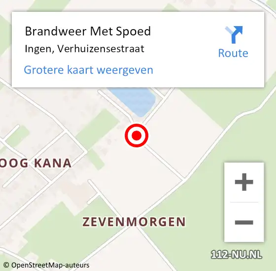 Locatie op kaart van de 112 melding: Brandweer Met Spoed Naar Ingen, Verhuizensestraat op 14 juli 2018 17:46