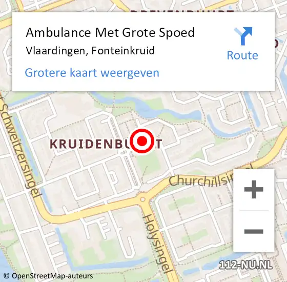 Locatie op kaart van de 112 melding: Ambulance Met Grote Spoed Naar Vlaardingen, Fonteinkruid op 14 juli 2018 18:13