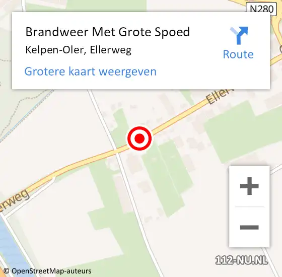 Locatie op kaart van de 112 melding: Brandweer Met Grote Spoed Naar Kelpen-Oler, Ellerweg op 14 juli 2018 18:14