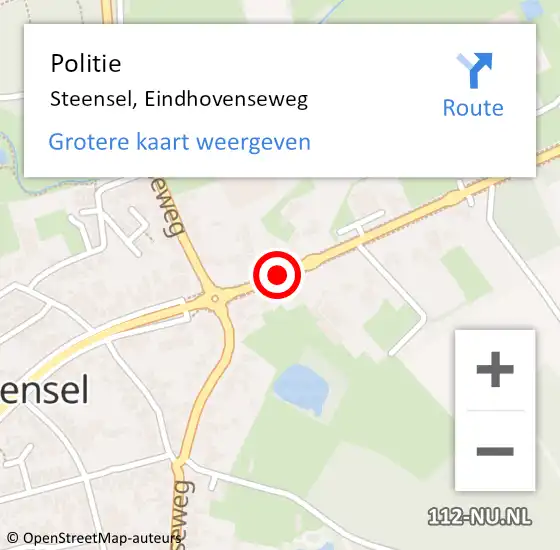 Locatie op kaart van de 112 melding: Politie Steensel, Eindhovenseweg op 14 juli 2018 18:21