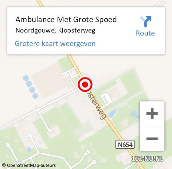 Locatie op kaart van de 112 melding: Ambulance Met Grote Spoed Naar Noordgouwe, Kloosterweg op 14 juli 2018 19:00
