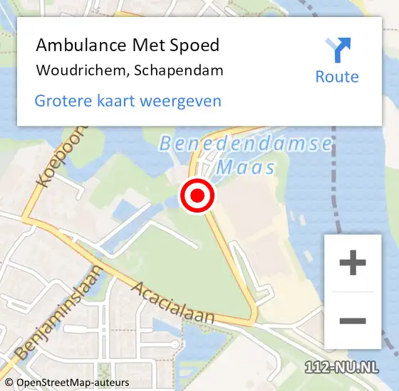 Locatie op kaart van de 112 melding: Ambulance Met Spoed Naar Woudrichem, Schapendam op 14 juli 2018 19:10