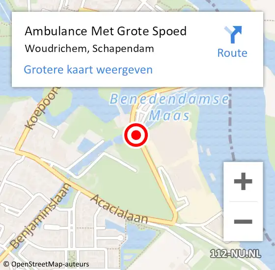 Locatie op kaart van de 112 melding: Ambulance Met Grote Spoed Naar Woudrichem, Schapendam op 14 juli 2018 19:17