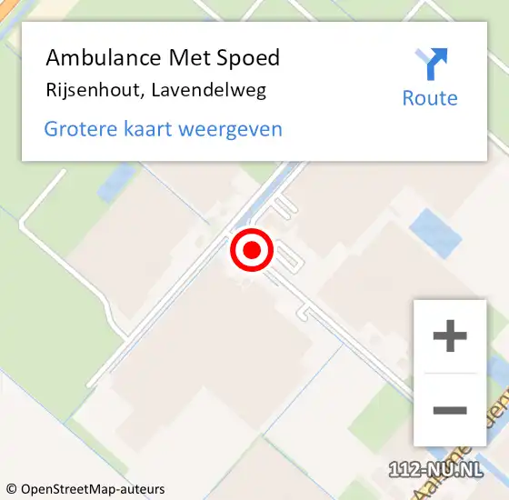 Locatie op kaart van de 112 melding: Ambulance Met Spoed Naar Rijsenhout, Lavendelweg op 14 juli 2018 19:48