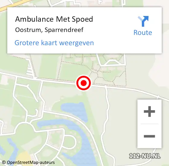 Locatie op kaart van de 112 melding: Ambulance Met Spoed Naar Oostrum, Sparrendreef op 14 juli 2018 20:05
