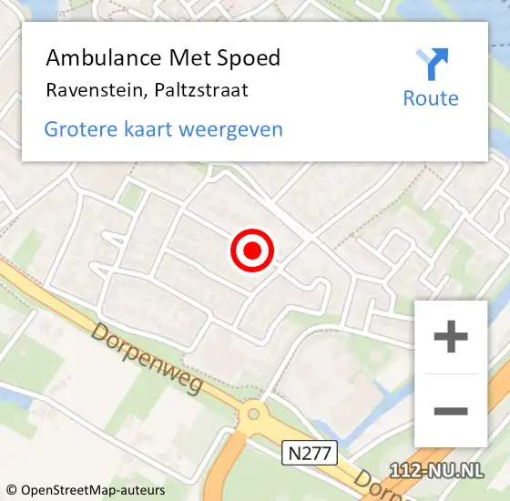 Locatie op kaart van de 112 melding: Ambulance Met Spoed Naar Ravenstein, Paltzstraat op 14 juli 2018 20:38