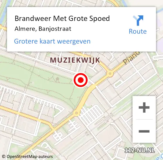 Locatie op kaart van de 112 melding: Brandweer Met Grote Spoed Naar Almere, Banjostraat op 2 maart 2014 23:41