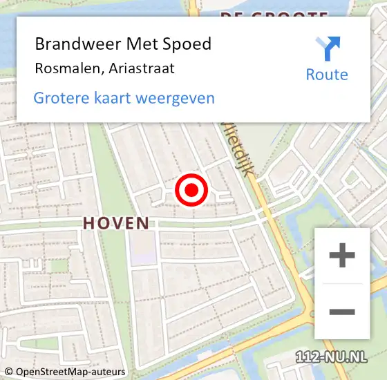 Locatie op kaart van de 112 melding: Brandweer Met Spoed Naar Rosmalen, Ariastraat op 14 juli 2018 20:40