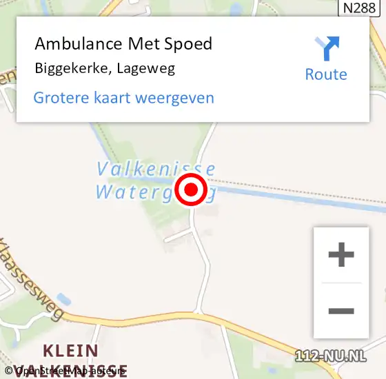 Locatie op kaart van de 112 melding: Ambulance Met Spoed Naar Biggekerke, Lageweg op 14 juli 2018 20:52