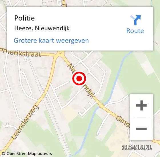 Locatie op kaart van de 112 melding: Politie Heeze, Nieuwendijk op 14 juli 2018 21:04