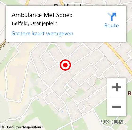 Locatie op kaart van de 112 melding: Ambulance Met Spoed Naar Belfeld, Oranjeplein op 14 juli 2018 21:15