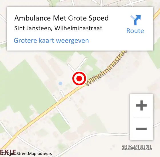 Locatie op kaart van de 112 melding: Ambulance Met Grote Spoed Naar Sint Jansteen, Wilhelminastraat op 14 juli 2018 21:17