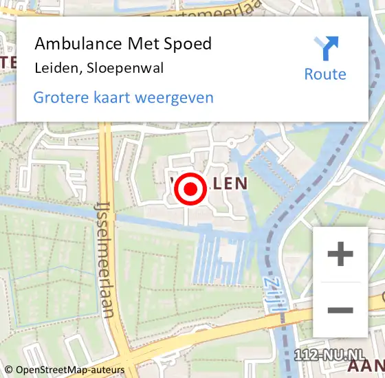 Locatie op kaart van de 112 melding: Ambulance Met Spoed Naar Leiden, Sloepenwal op 14 juli 2018 21:27