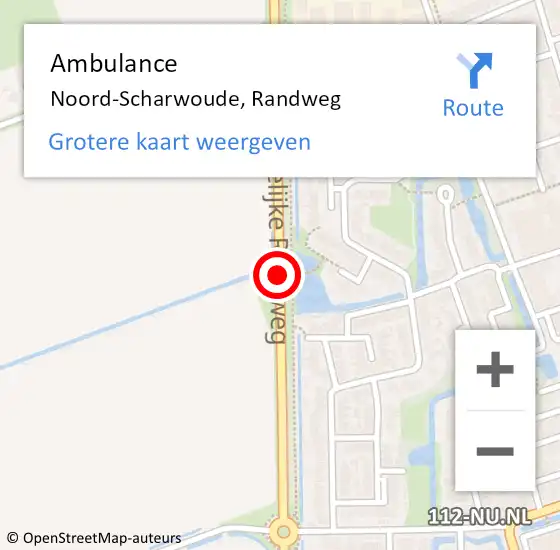 Locatie op kaart van de 112 melding: Ambulance Noord-Scharwoude, Randweg op 14 juli 2018 21:39