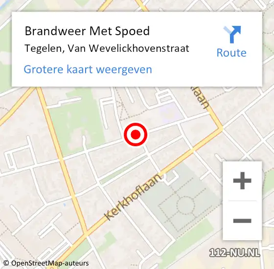 Locatie op kaart van de 112 melding: Brandweer Met Spoed Naar Tegelen, Van Wevelickhovenstraat op 14 juli 2018 21:52