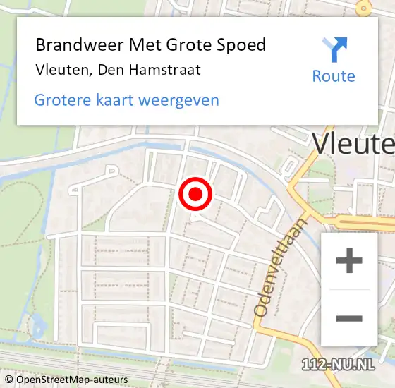 Locatie op kaart van de 112 melding: Brandweer Met Grote Spoed Naar Vleuten, Den Hamstraat op 14 juli 2018 22:00