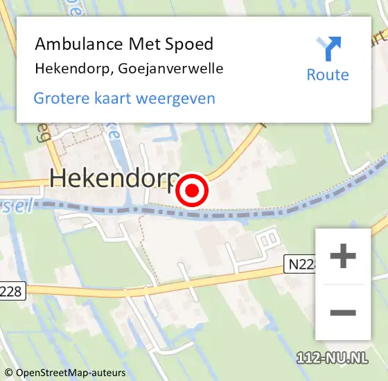 Locatie op kaart van de 112 melding: Ambulance Met Spoed Naar Hekendorp, Goejanverwelle op 14 juli 2018 22:02