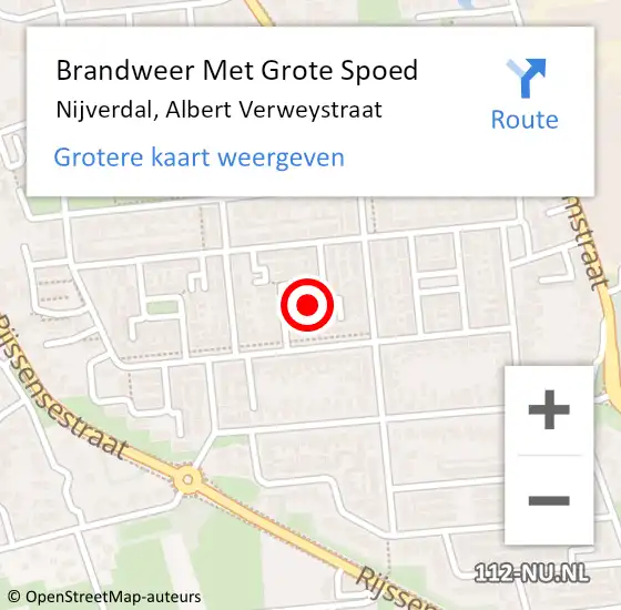 Locatie op kaart van de 112 melding: Brandweer Met Grote Spoed Naar Nijverdal, Albert Verweystraat op 14 juli 2018 22:11
