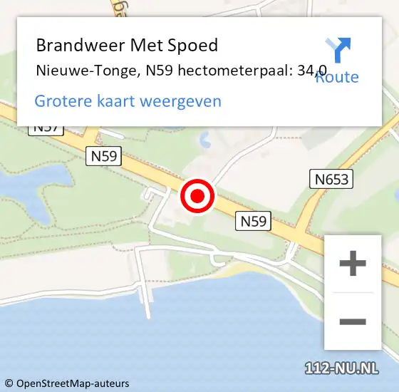 Locatie op kaart van de 112 melding: Brandweer Met Spoed Naar Nieuwe-Tonge, N59 hectometerpaal: 34,0 op 14 juli 2018 22:26