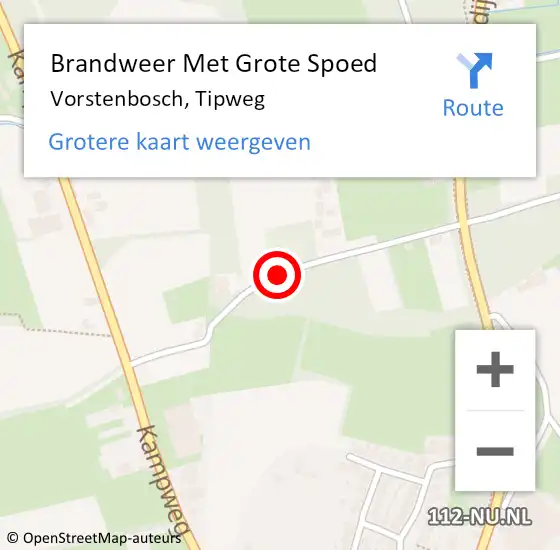 Locatie op kaart van de 112 melding: Brandweer Met Grote Spoed Naar Vorstenbosch, Tipweg op 14 juli 2018 23:23