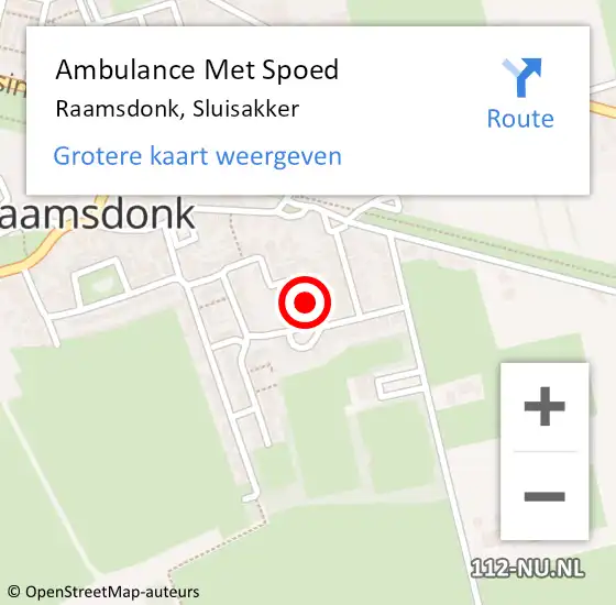 Locatie op kaart van de 112 melding: Ambulance Met Spoed Naar Raamsdonk, Sluisakker op 15 juli 2018 00:10