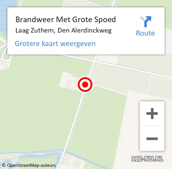 Locatie op kaart van de 112 melding: Brandweer Met Grote Spoed Naar Laag Zuthem, Den Alerdinckweg op 15 juli 2018 02:58