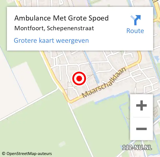 Locatie op kaart van de 112 melding: Ambulance Met Grote Spoed Naar Montfoort, Schepenenstraat op 15 juli 2018 03:04