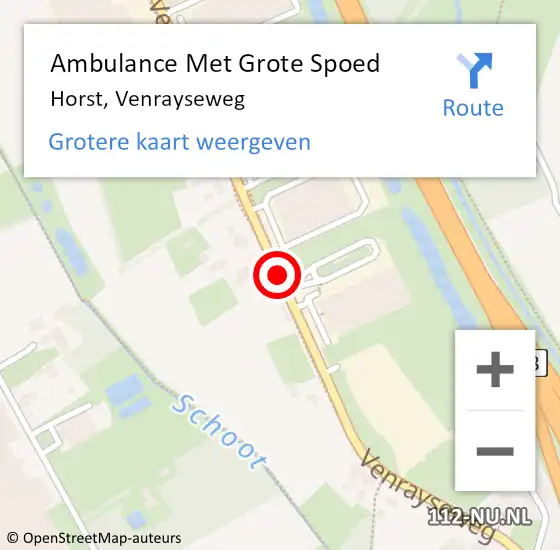 Locatie op kaart van de 112 melding: Ambulance Met Grote Spoed Naar Horst, Venrayseweg op 15 juli 2018 03:25