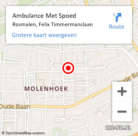 Locatie op kaart van de 112 melding: Ambulance Met Spoed Naar Rosmalen, Felix Timmermanslaan op 15 juli 2018 03:30