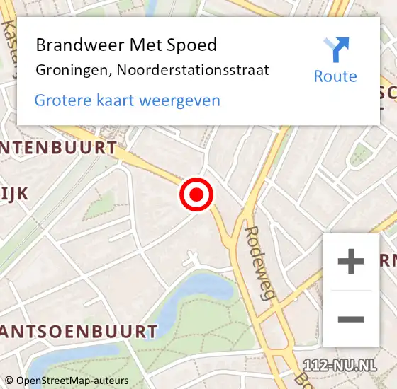 Locatie op kaart van de 112 melding: Brandweer Met Spoed Naar Groningen, Noorderstationsstraat op 15 juli 2018 03:57