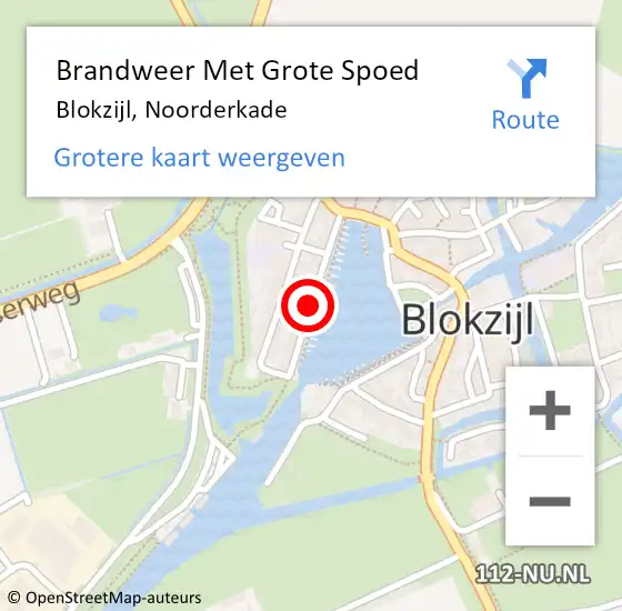 Locatie op kaart van de 112 melding: Brandweer Met Grote Spoed Naar Blokzijl, Noorderkade op 15 juli 2018 04:09