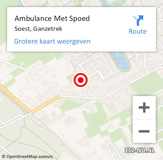 Locatie op kaart van de 112 melding: Ambulance Met Spoed Naar Soest, Ganzetrek op 15 juli 2018 04:59