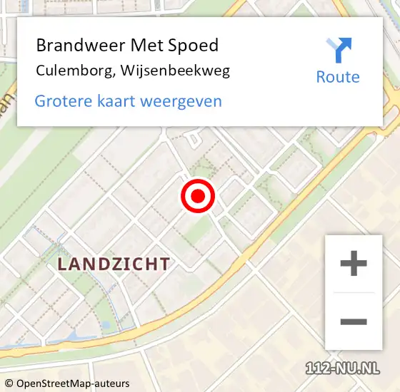 Locatie op kaart van de 112 melding: Brandweer Met Spoed Naar Culemborg, Wijsenbeekweg op 15 juli 2018 05:16