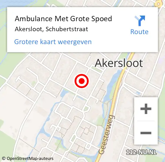 Locatie op kaart van de 112 melding: Ambulance Met Grote Spoed Naar Akersloot, Schubertstraat op 15 juli 2018 05:37