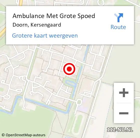 Locatie op kaart van de 112 melding: Ambulance Met Grote Spoed Naar Doorn, Kersengaard op 15 juli 2018 06:31