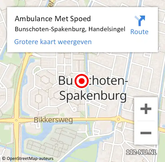 Locatie op kaart van de 112 melding: Ambulance Met Spoed Naar Bunschoten-Spakenburg, Handelsingel op 15 juli 2018 06:55