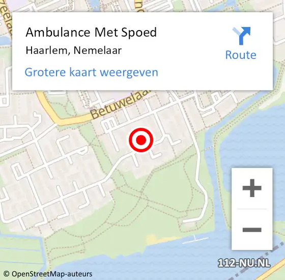Locatie op kaart van de 112 melding: Ambulance Met Spoed Naar Haarlem, Nemelaar op 15 juli 2018 09:04
