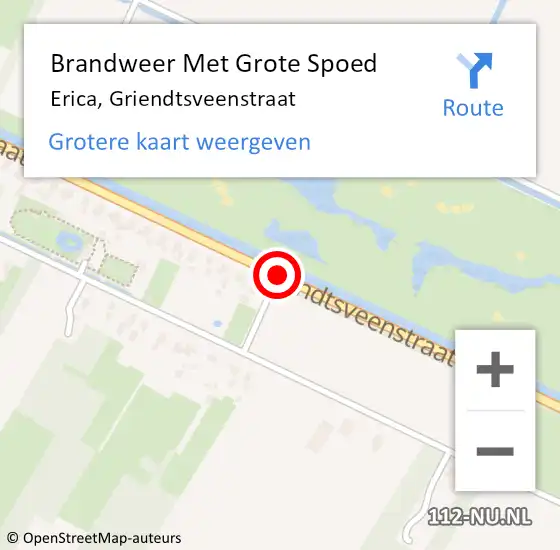 Locatie op kaart van de 112 melding: Brandweer Met Grote Spoed Naar Erica, Griendtsveenstraat op 15 juli 2018 09:14