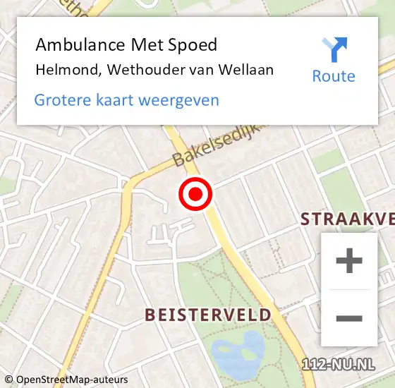 Locatie op kaart van de 112 melding: Ambulance Met Spoed Naar Helmond, Wethouder van Wellaan op 15 juli 2018 09:24