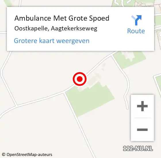 Locatie op kaart van de 112 melding: Ambulance Met Grote Spoed Naar Oostkapelle, Aagtekerkseweg op 15 juli 2018 09:34
